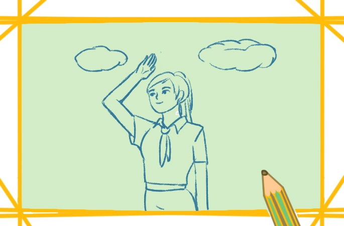 敬禮的女生<a href=http://www.inspiredelm.com/jianbihua/ target=_blank class=infotextkey>簡筆畫</a>圖片怎么畫
