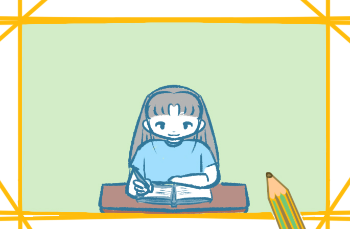 寫作業(yè)的女生上色簡筆畫要怎么畫