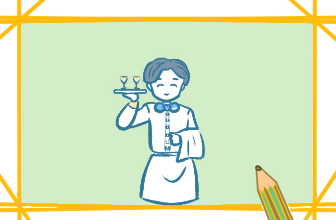 酒店服務員上色簡筆畫要怎么畫