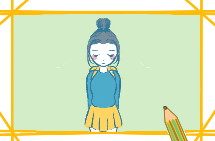 扎丸子頭的女孩子上色簡筆畫要怎么畫
