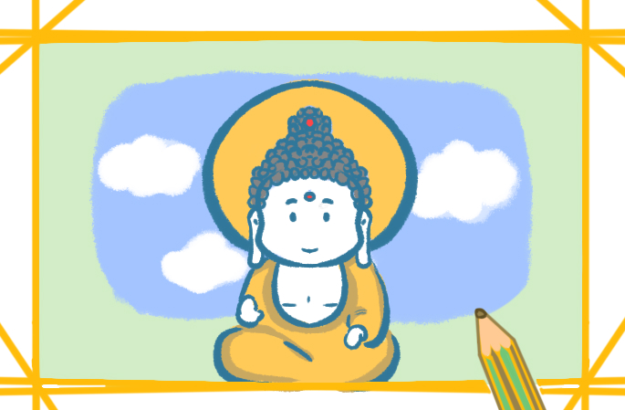 可愛的佛祖上色簡筆畫要怎么畫