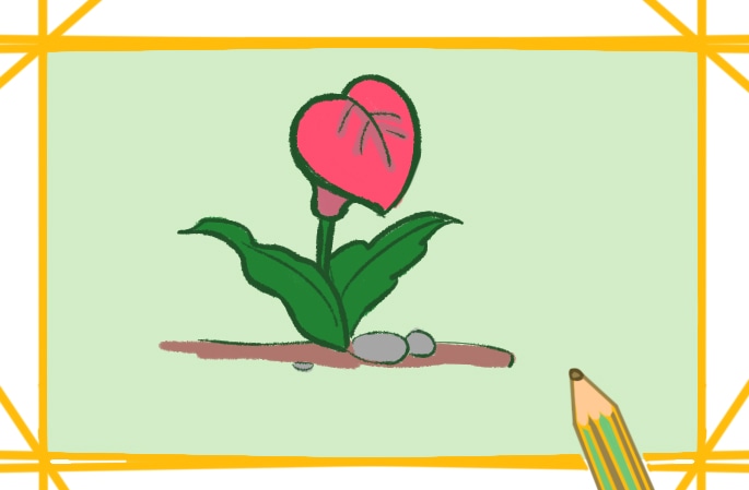 紅色的馬蹄蓮<a href=http://www.inspiredelm.com/jianbihua/ target=_blank class=infotextkey>簡筆畫</a>圖片怎么畫