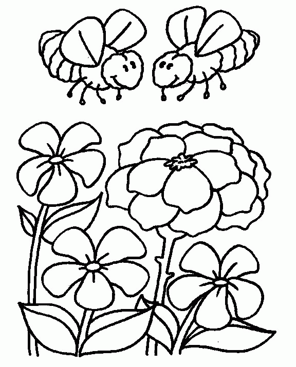 花朵和蜜蜂簡筆
