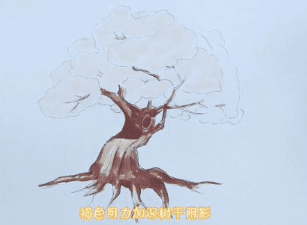 櫻花樹涂色簡筆步驟