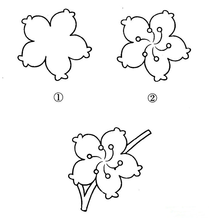 兒童簡筆畫花，花中君子梅花