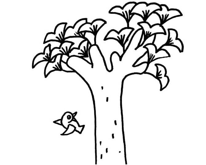 銀杏樹植物簡筆