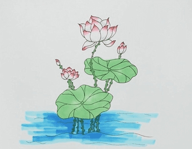 荷葉簡(jiǎn)筆畫(huà)畫(huà)法步驟教程
