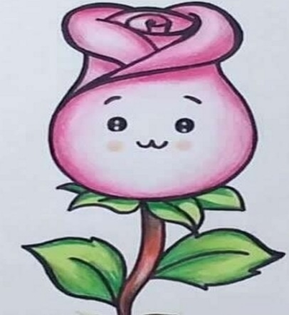 可愛的玫瑰花簡筆步驟