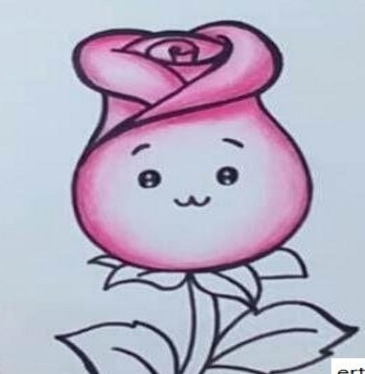 可愛的玫瑰花簡筆步驟