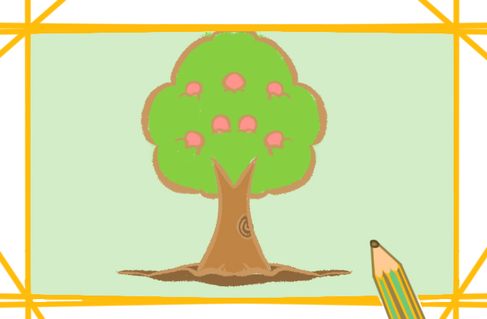 小清新的蘋果樹上色<a href=http://www.inspiredelm.com/jianbihua/ target=_blank class=infotextkey>簡筆畫</a>要怎么畫