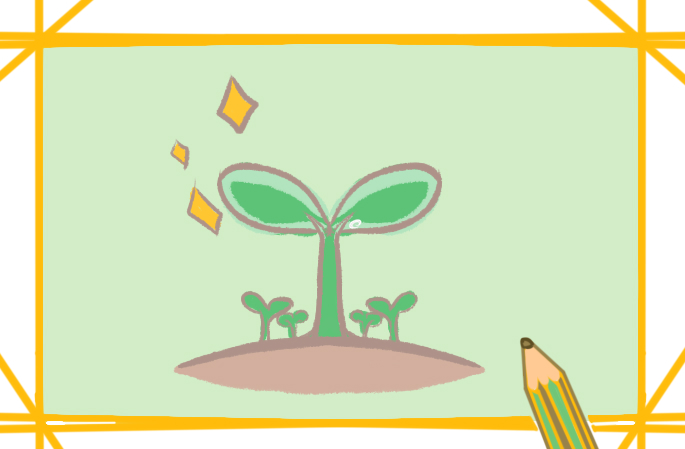 蓬勃的綠芽上色<a href=http://www.inspiredelm.com/jianbihua/ target=_blank class=infotextkey>簡筆畫</a>要怎么畫
