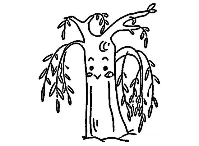 柳樹植物兒童簡筆