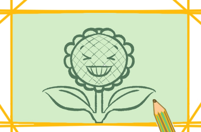 開心的向日葵笑臉<a href=http://www.inspiredelm.com/jianbihua/ target=_blank class=infotextkey>簡筆畫</a>圖片怎么畫