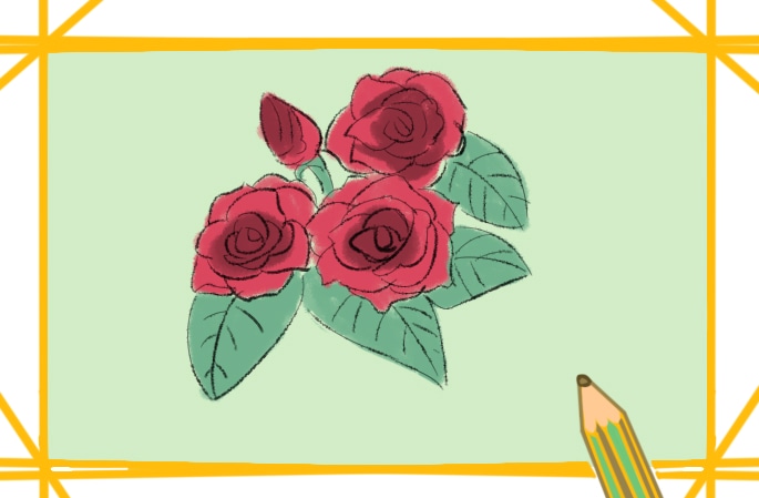 好看的薔薇簡筆畫圖片一學就會