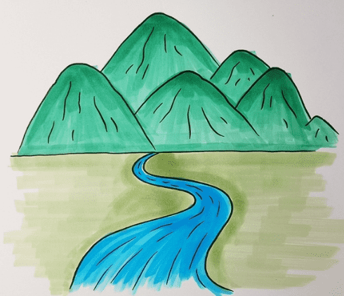 高山流水怎么畫(huà)_高山流水簡(jiǎn)筆畫(huà)畫(huà)法步驟教程