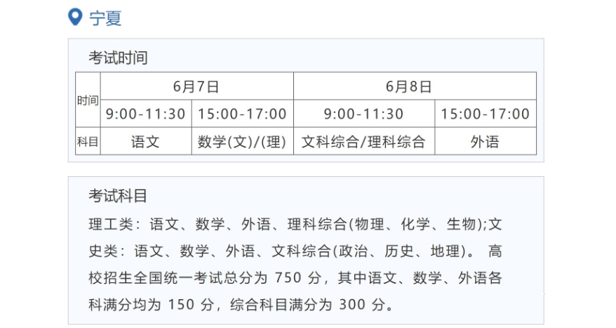 2022年寧夏高考時(shí)間安排,寧夏高考時(shí)間2022具體時(shí)間表