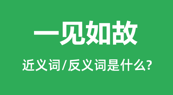 一見(jiàn)如故的近義詞和反義詞是什么,一見(jiàn)如故是什么意思