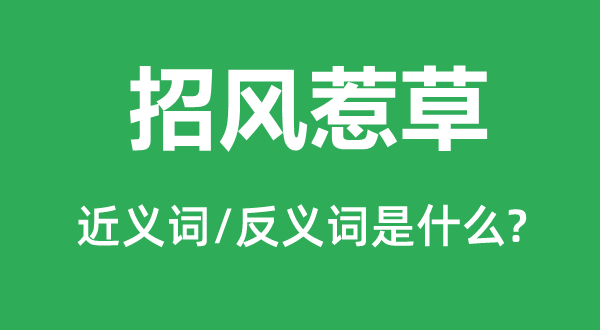 招風(fēng)惹草的近義詞和反義詞是什么,招風(fēng)惹草是什么意思