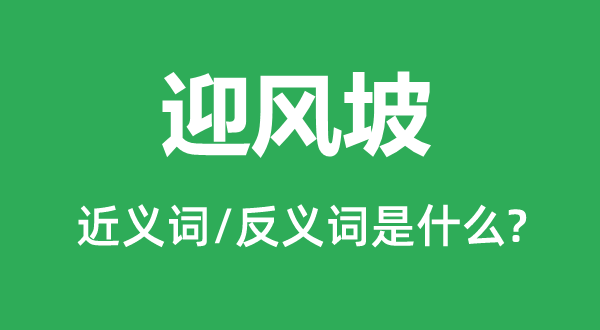 迎風坡的近義詞和反義詞是什么,迎風坡是什么意思