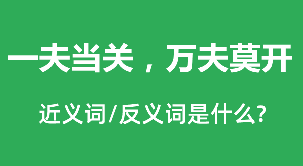 一夫當關(guān)，萬夫莫開的近義詞和反義詞是什么,一夫當關(guān)，萬夫莫開是什么意思