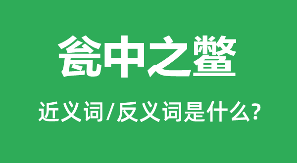 甕中之鱉的近義詞和反義詞是什么,甕中之鱉是什么意思