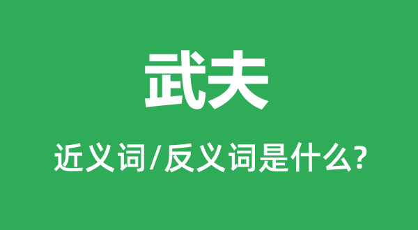 武夫的近義詞和反義詞是什么,武夫是什么意思