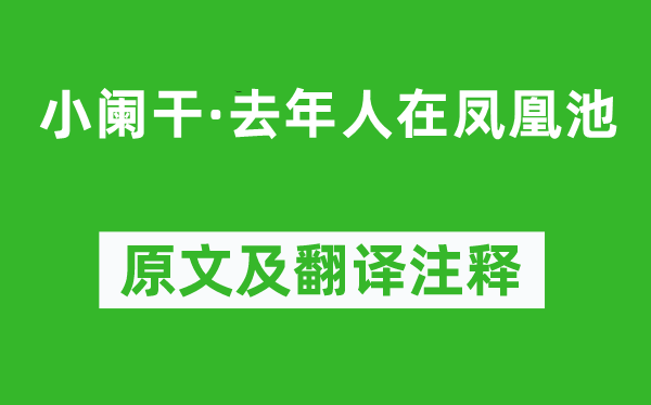 薩都剌《小闌干·去年人在鳳凰池》原文及翻譯注釋,詩(shī)意解釋