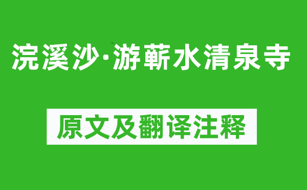 蘇軾《浣溪沙·游蘄水清泉寺》原文及翻譯注釋,詩意解釋
