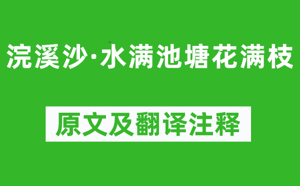 趙令疇《浣溪沙·水滿(mǎn)池塘花滿(mǎn)枝》原文及翻譯注釋,詩(shī)意解釋