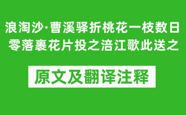 左輔《浪淘沙·曹溪驛折桃花一枝數(shù)日零落裹花片投之涪江歌此送之》原文及翻譯注釋,詩(shī)意解釋