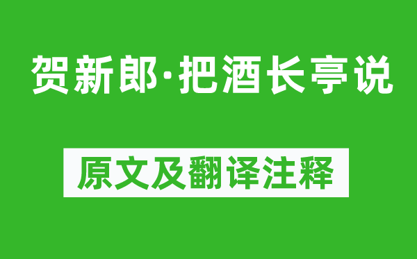 辛棄疾《賀新郎·把酒長(zhǎng)亭說(shuō)》原文及翻譯注釋,詩(shī)意解釋