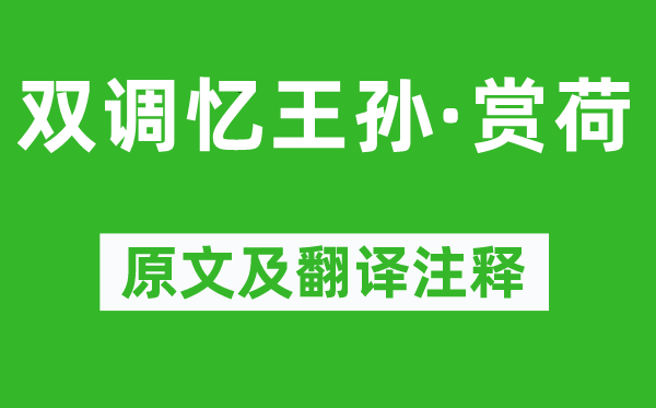 李清照《雙調(diào)憶王孫·賞荷》原文及翻譯注釋,詩意解釋