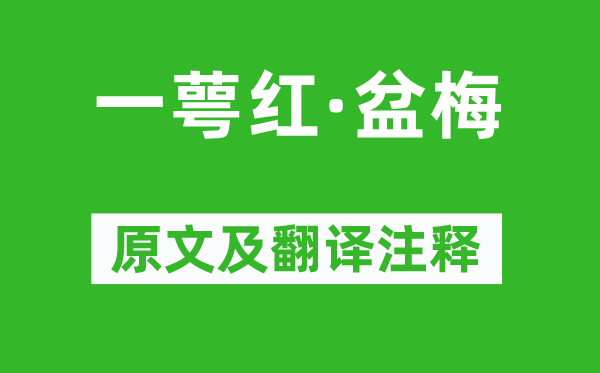 朱晞顏《一萼紅·盆梅》原文及翻譯注釋,詩意解釋