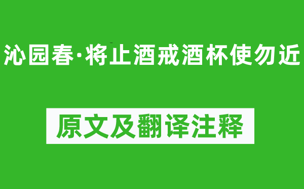 辛棄疾《沁園春·將止酒戒酒杯使勿近》原文及翻譯注釋,詩(shī)意解釋