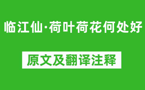 元好問(wèn)《臨江仙·荷葉荷花何處好》原文及翻譯注釋,詩(shī)意解釋