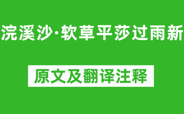 蘇軾《浣溪沙·軟草平莎過(guò)雨新》原文及翻譯注釋,詩(shī)意解釋