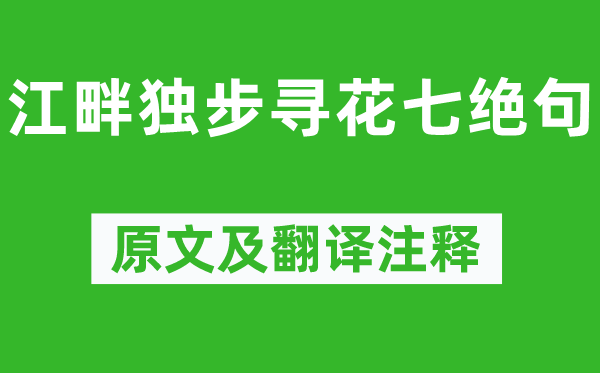 杜甫《江畔獨(dú)步尋花七絕句》原文及翻譯注釋,詩(shī)意解釋