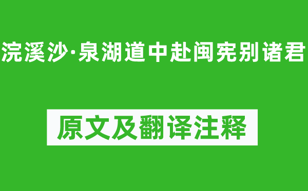 辛棄疾《浣溪沙·泉湖道中赴閩憲別諸君》原文及翻譯注釋,詩意解釋