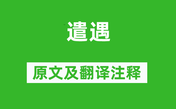 杜甫《遣遇》原文及翻譯注釋,詩意解釋