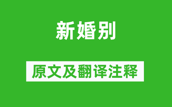 杜甫《新婚別》原文及翻譯注釋,詩(shī)意解釋