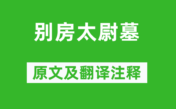 杜甫《別房太尉墓》原文及翻譯注釋,詩(shī)意解釋