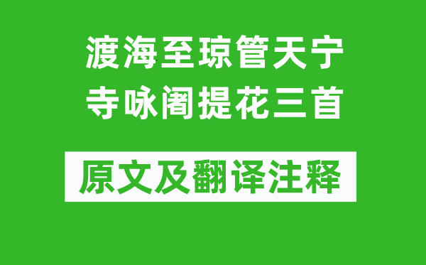 李綱《渡海至瓊管天寧寺詠阇提花三首》原文及翻譯注釋,詩意解釋