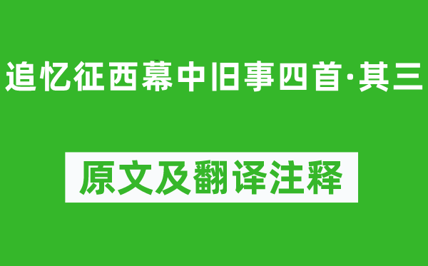 陸游《追憶征西幕中舊事四首·其三》原文及翻譯注釋,詩意解釋