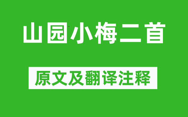 林逋《山園小梅二首》原文及翻譯注釋,詩(shī)意解釋
