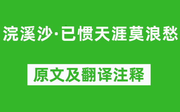 納蘭性德《浣溪沙·已慣天涯莫浪愁》原文及翻譯注釋,詩意解釋