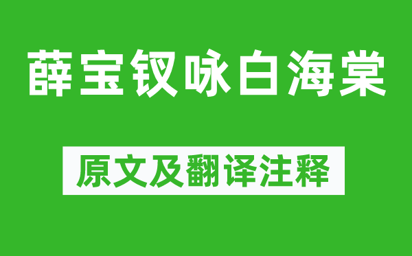 曹雪芹《薛寶釵詠白海棠》原文及翻譯注釋,詩(shī)意解釋