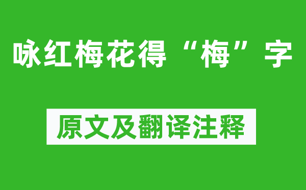 曹雪芹《詠紅梅花得“梅”字》原文及翻譯注釋,詩意解釋