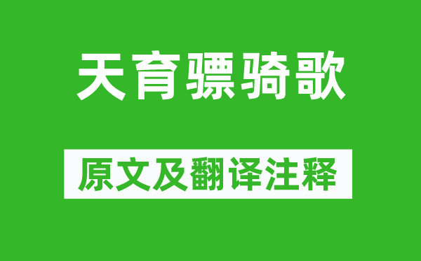 杜甫《天育驃騎歌》原文及翻譯注釋,詩意解釋
