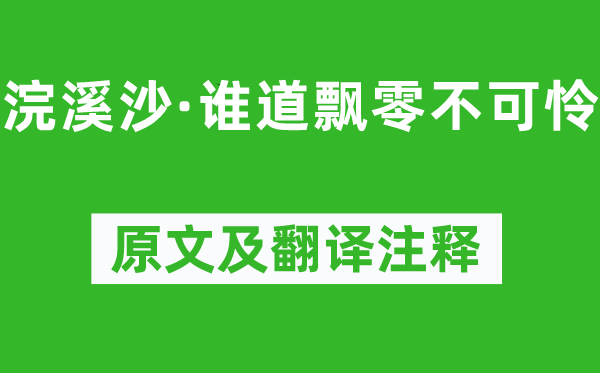 納蘭性德《浣溪沙·誰(shuí)道飄零不可憐》原文及翻譯注釋,詩(shī)意解釋