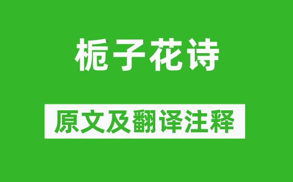 沈周《梔子花詩》原文及翻譯注釋,詩意解釋